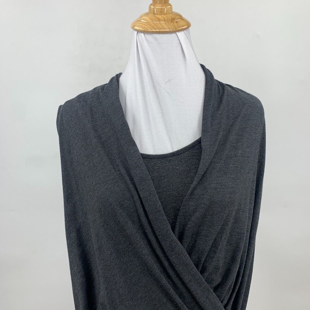 Athleta Draped Duet Faux Wrap Dress Womens S Small Gray Soft Stretch Sleeveless - Picture 5 of 12